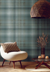 Ronald Redding Designs Sterling Plaid Green Wallpaper