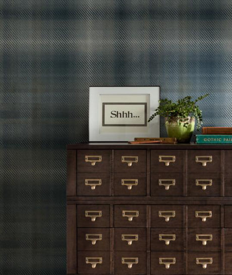 Ronald Redding Designs Sterling Plaid Blue Wallpaper