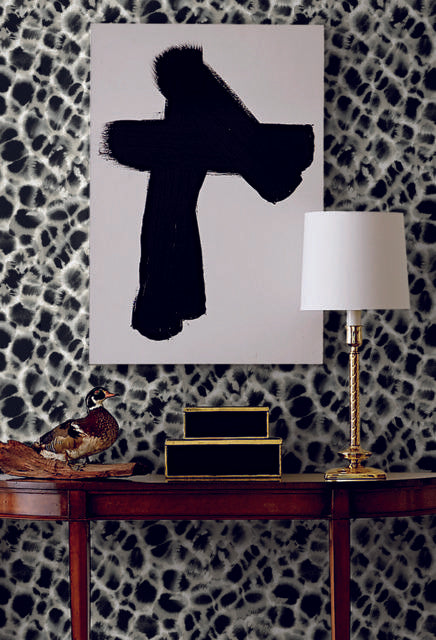 Ronald Redding Designs Leopard Rosettes Black/Off White Wallpaper