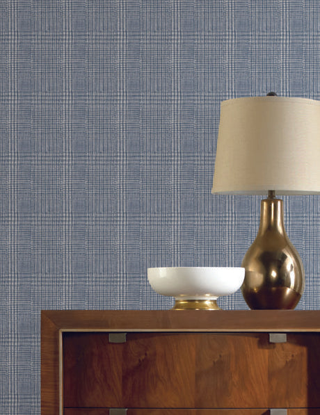 Ronald Redding Designs Shirting Plaid Blue Wallpaper