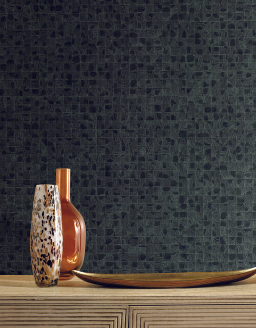 Ronald Redding Designs Leather Lux Dark Green Wallpaper