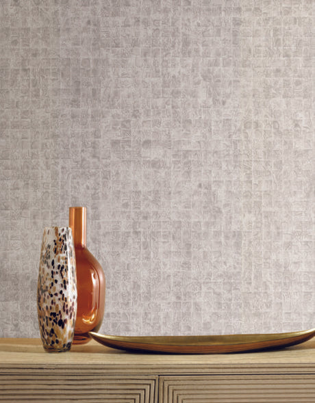 Ronald Redding Designs Leather Lux Off White Wallpaper