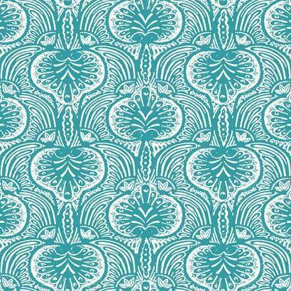 Ronald Redding Designs Lotus Palm Aqua Wallpaper