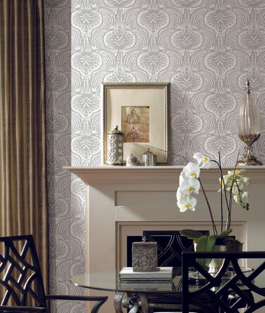Ronald Redding Designs Lotus Palm Gray Wallpaper
