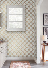 York Wallcoverings Open Trellis Gold Metallic Wallpaper