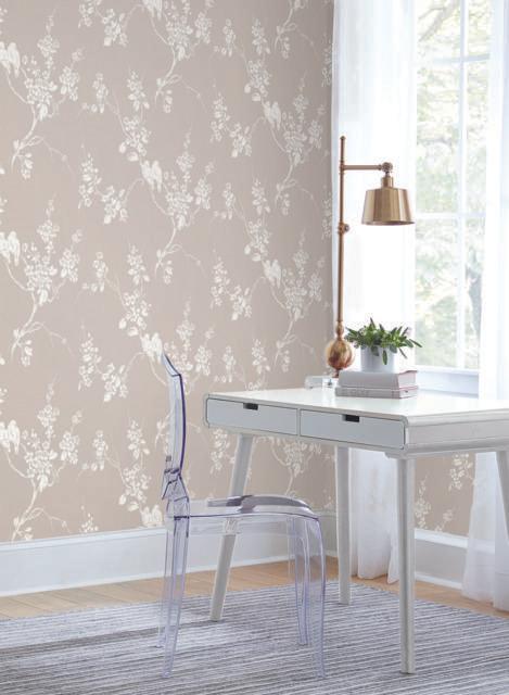 York Imperial Blossoms Branch Taupe Wallpaper