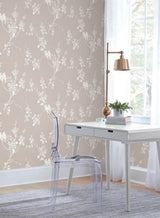 York Imperial Blossoms Branch Taupe Wallpaper