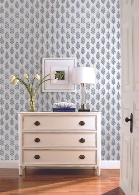 York Paisley On Calico Blue Wallpaper