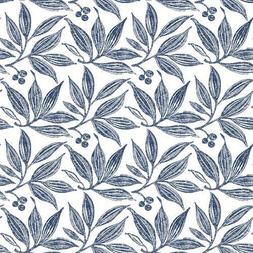 York Wallcoverings Chokeberry Block Print Navy & White Wallpaper