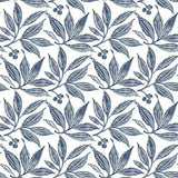 York Wallcoverings Chokeberry Block Print Navy & White Wallpaper