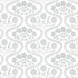 York Wallcoverings Folksy Floral Grey & White Wallpaper