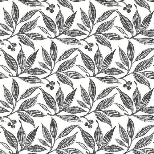 York Wallcoverings Chokeberry Block Print Black & White Wallpaper
