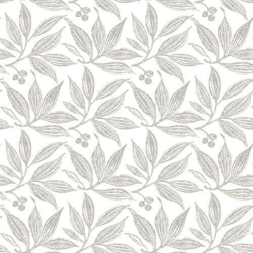 York Wallcoverings Chokeberry Block Print Linen & White Wallpaper