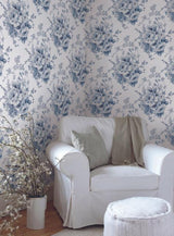 York Wallcoverings Heritage Rose Navy & White Wallpaper