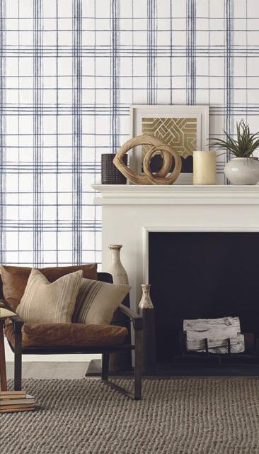 York Farmhouse Plaid Navy & White Wallpaper
