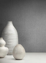 Roommates Panama Weave Grey Metallic Wallpaper