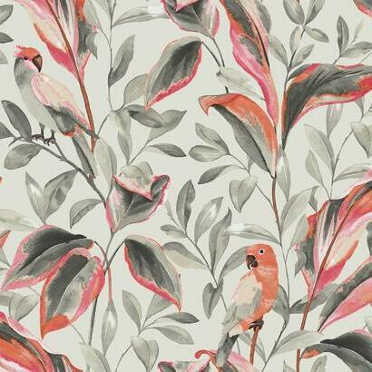 York Wallcoverings Tropical Love Birds Grey Wallpaper