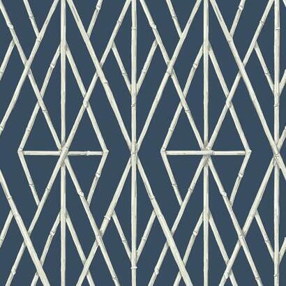 York Wallcoverings Riviera Bamboo Trellis Navy Wallpaper