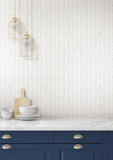 York Painted Herringbone Grey Wallpaper