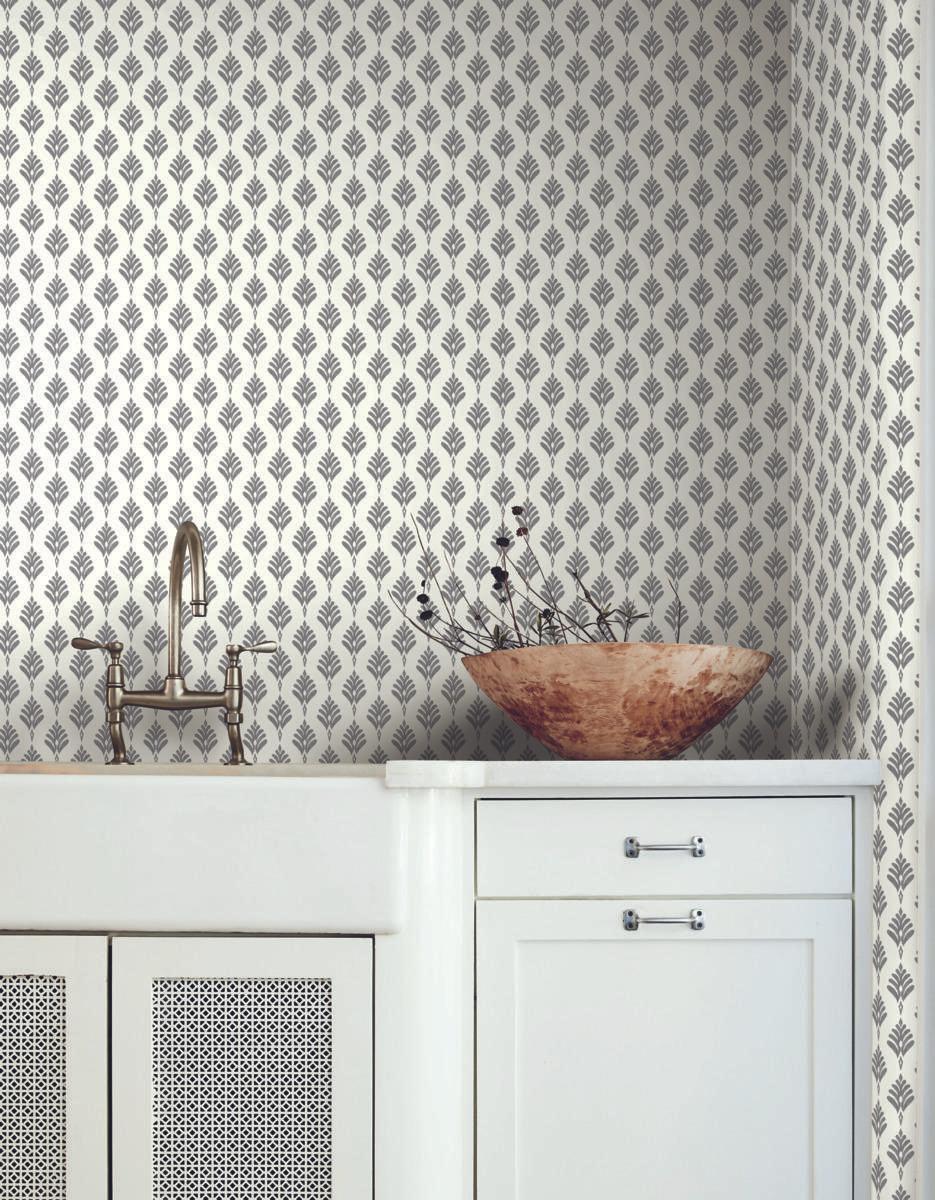 York Wallcoverings French Scallop Grey Wallpaper