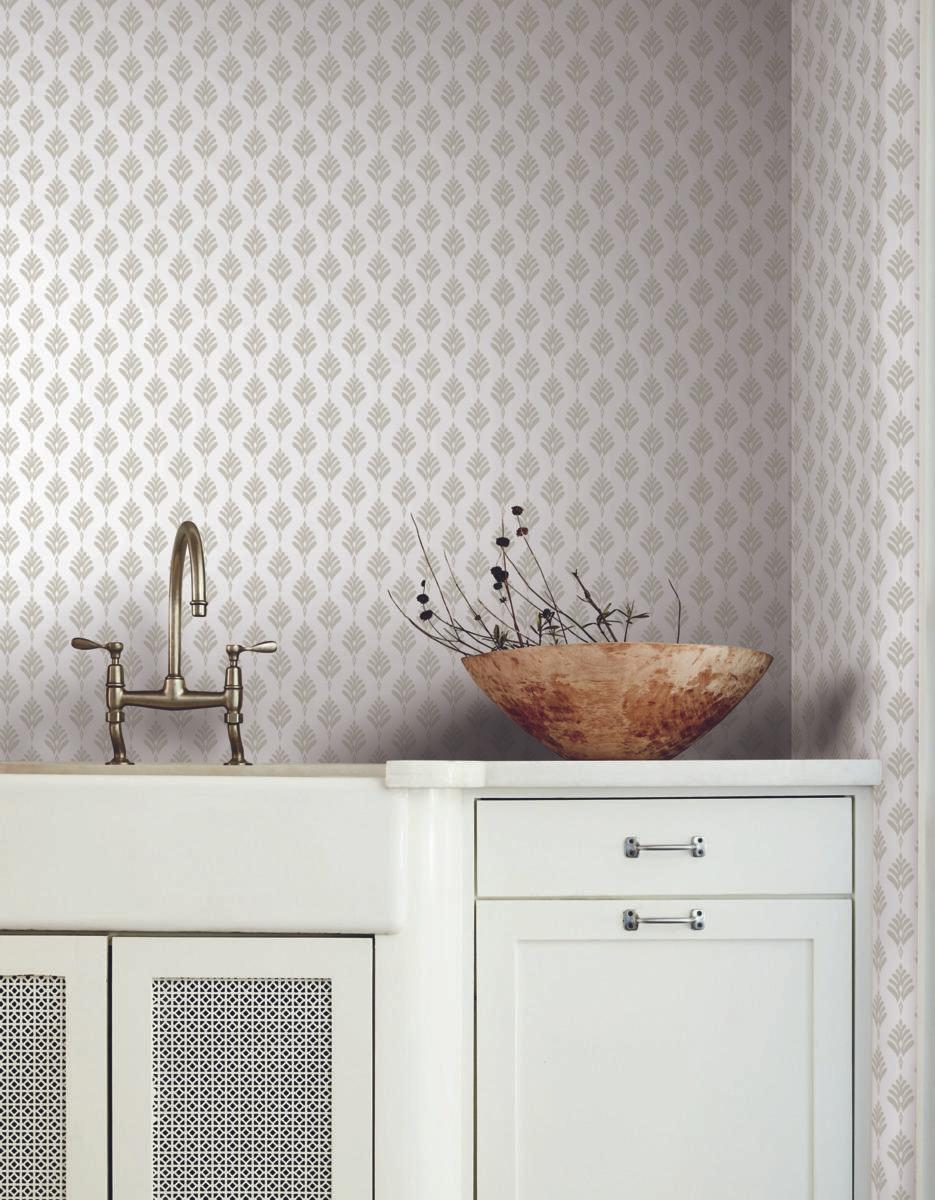 York Wallcoverings French Scallop Off White Wallpaper