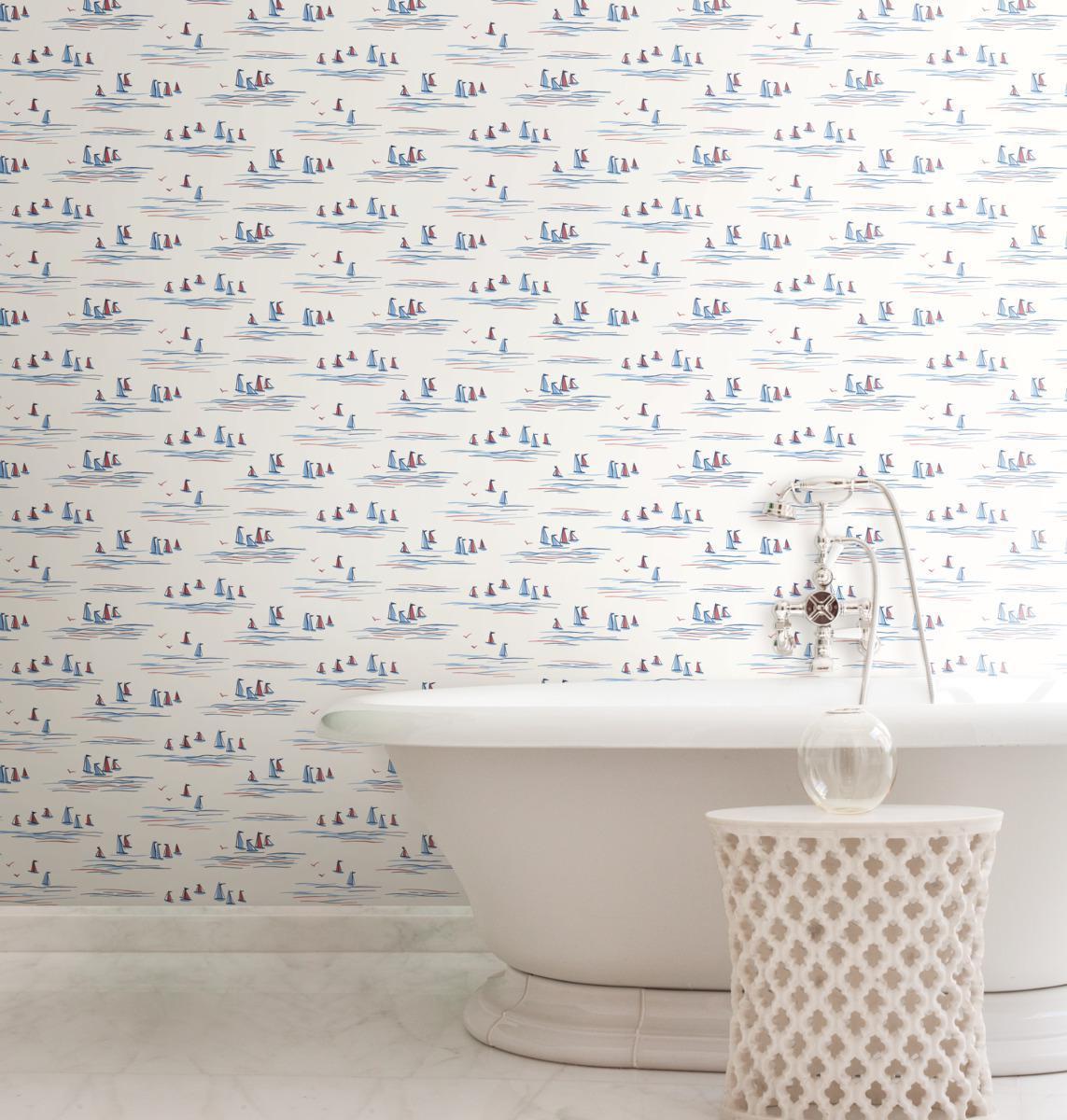York Wallcoverings Full Sails Blue & Red Wallpaper