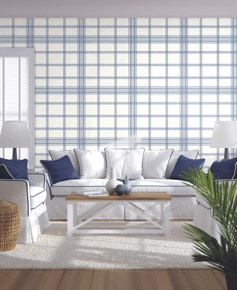 York Wallcoverings Charter Plaid Blue Wallpaper