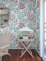 York Wallcoverings Marine Garden Blue & Brown Wallpaper