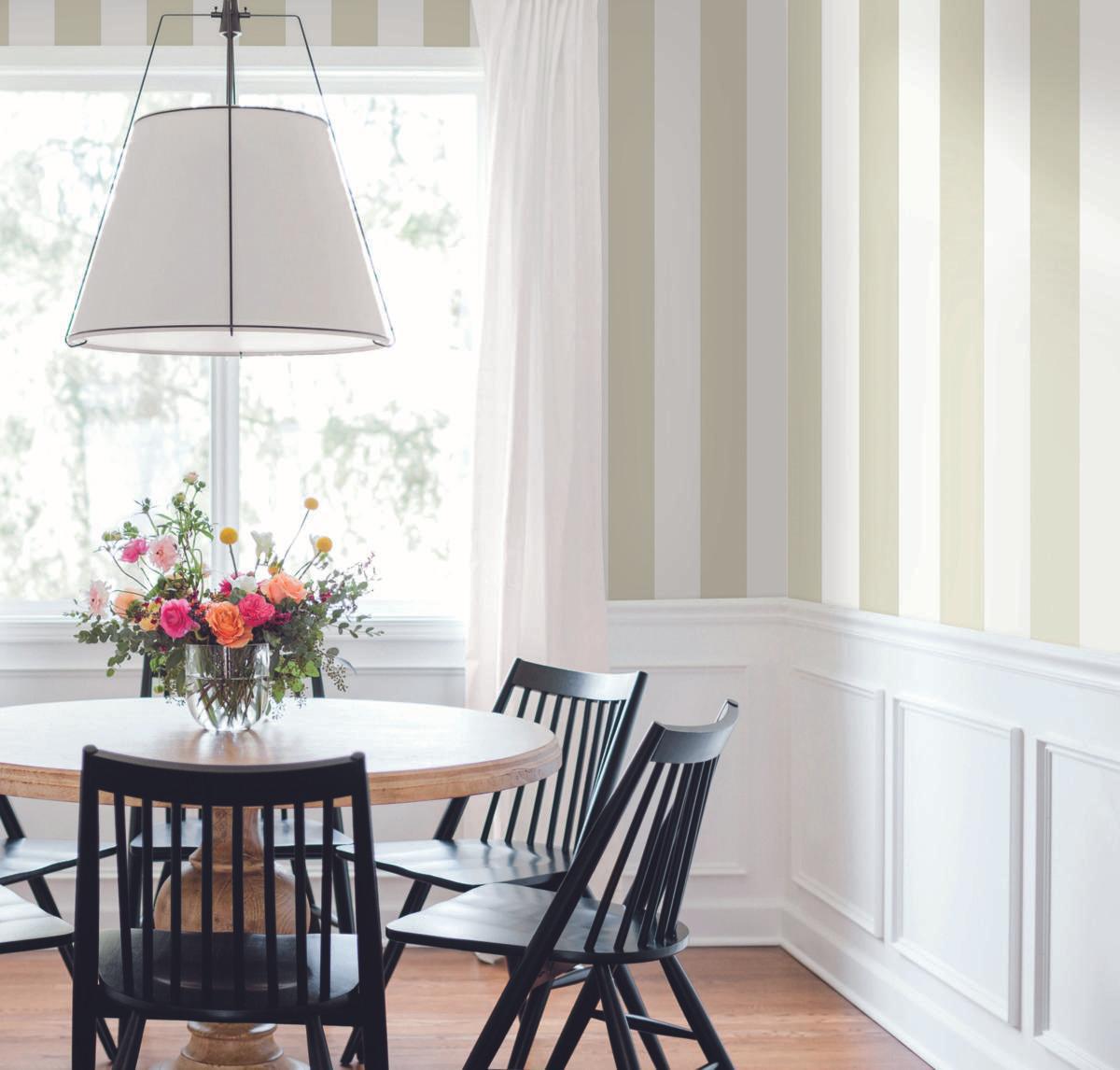 York Wallcoverings Awning Stripe Cream Wallpaper