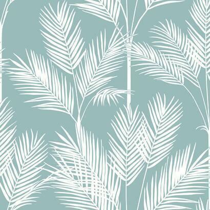 York King Palm Blue Silhouette Wallpaper