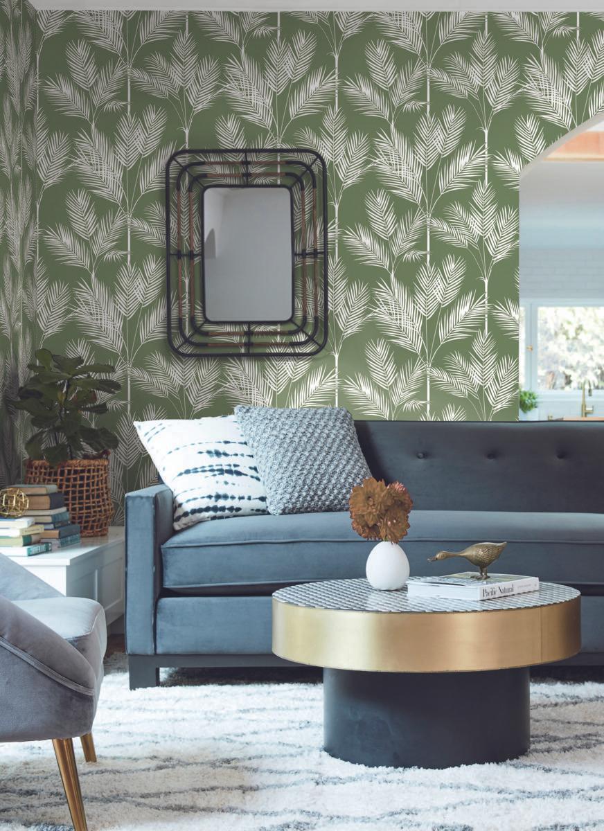 York Wallcoverings King Palm Silhouette Green Wallpaper