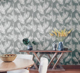 York King Grey Palm Silhouette Wallpaper