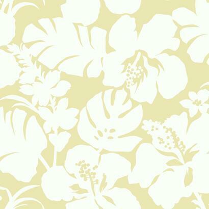 York Wallcoverings Hibiscus Arboretum Yellow Wallpaper