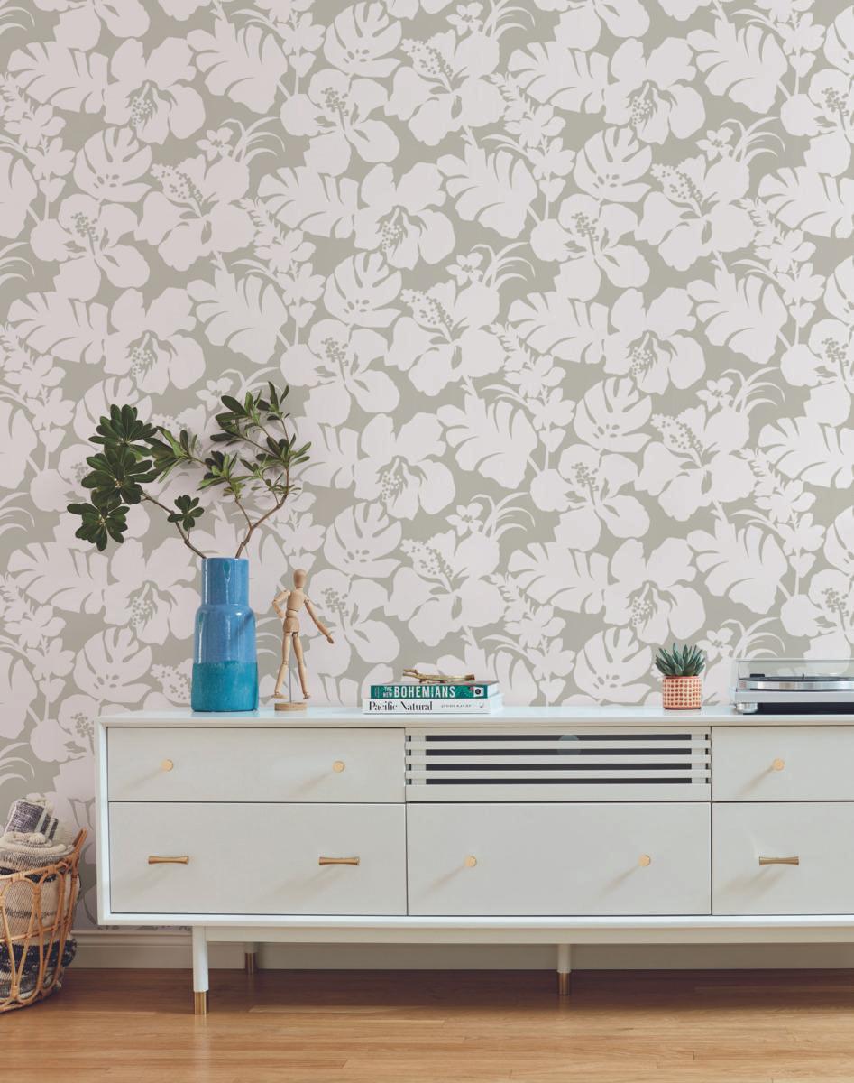 York Wallcoverings Hibiscus Arboretum Cream Wallpaper