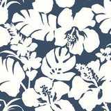 York Wallcoverings Hibiscus Arboretum Navy Wallpaper