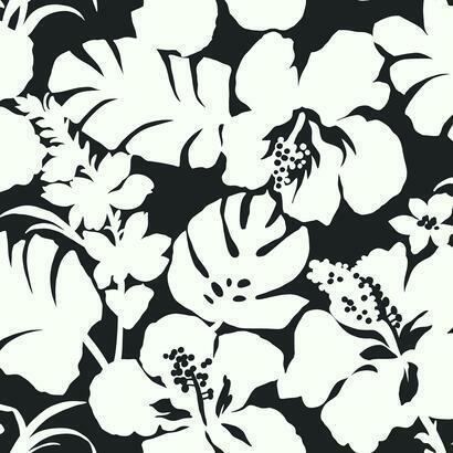York Wallcoverings Hibiscus Arboretum Black Wallpaper