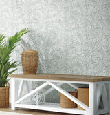 York Oahu Fronds Light Green & White Wallpaper