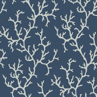 York Wallcoverings Coral Island Navy Wallpaper
