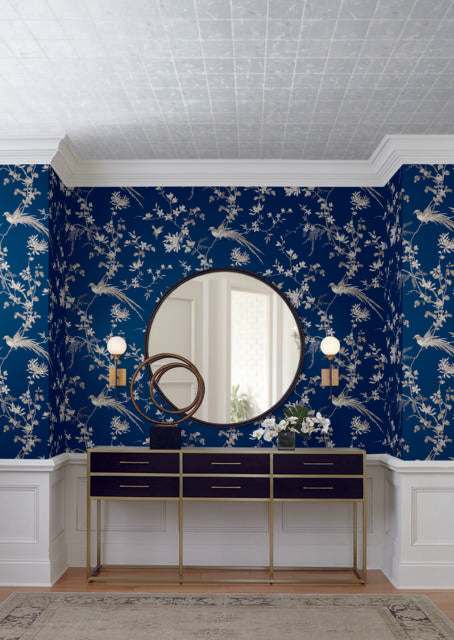 Ronald Redding Designs Metal Leaf Squares Silver Wallpaper