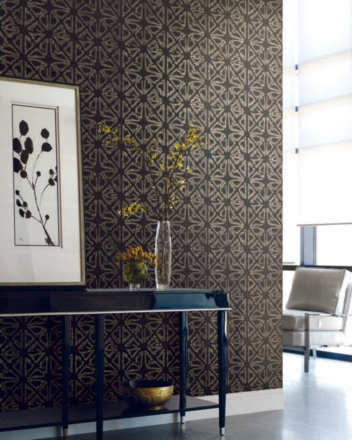 Ronald Redding Designs Empire Diamond Black/Gold Wallpaper