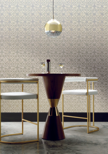 Ronald Redding Designs Empire Diamond Silver/Taupe Wallpaper