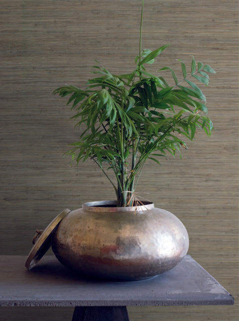 Ronald Redding Designs Threaded Jute Green Wallpaper