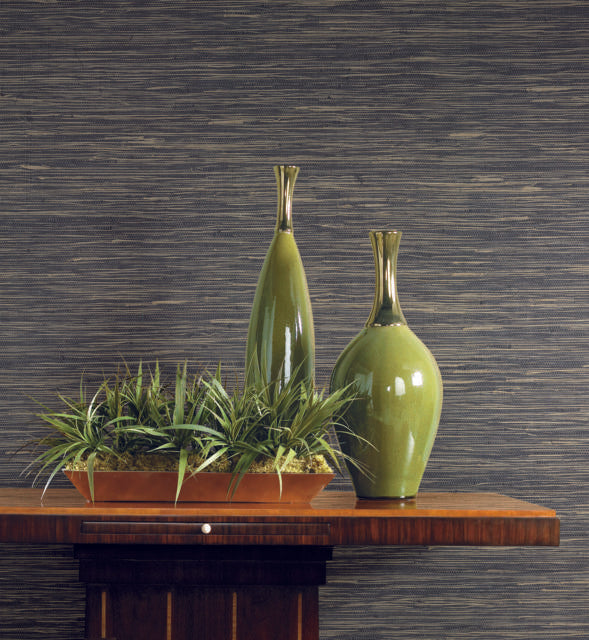 Ronald Redding Designs Threaded Jute Navy Wallpaper