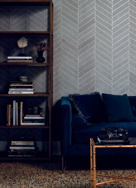 Ronald Redding Designs Atelier Herringbone Light Gray Wallpaper