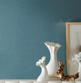 York Gesso Weave Teal Wallpaper