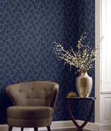 Ronald Redding Designs Dynastic Lattice Navy Wallpaper