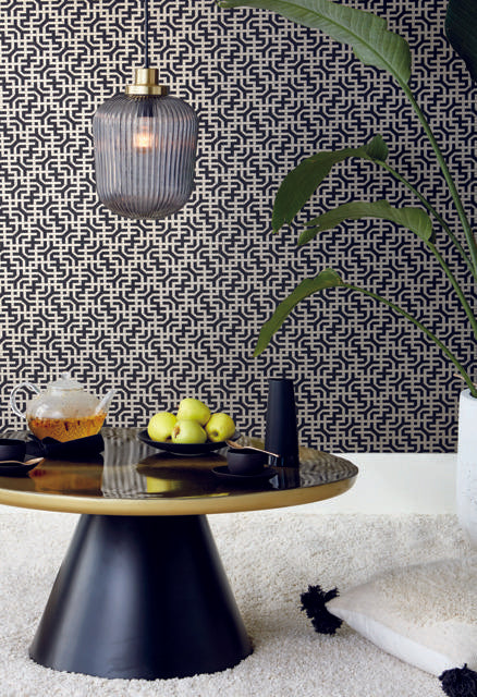 Ronald Redding Designs Dynastic Lattice Black Wallpaper