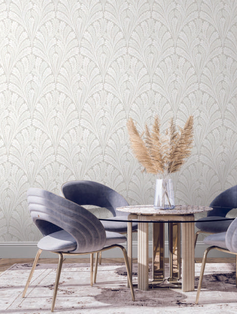 York Shell Damask Cream/Pearl Wallpaper