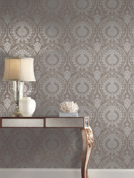 York Imperial Damask Beige/Silver Wallpaper