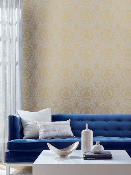 York Imperial Damask Off White/Gold Wallpaper